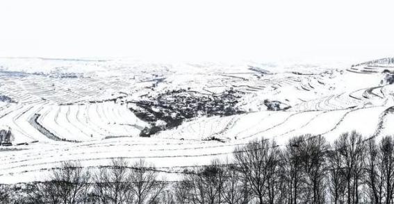 春雪洒华家岭，素绢褶皱里藏诗意